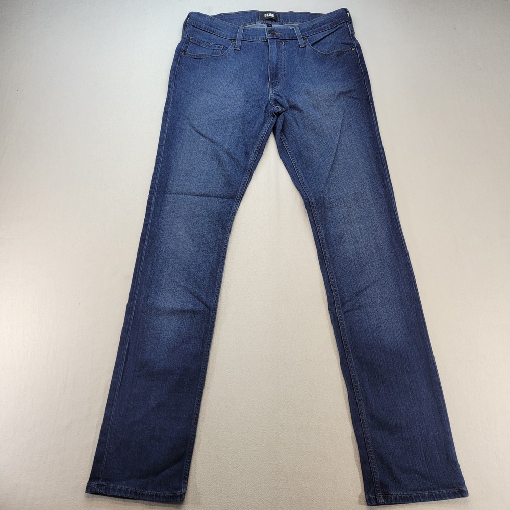 PAIGE Federal Jeans Mens 29x33 Blue Slim Straight Stretch Denim